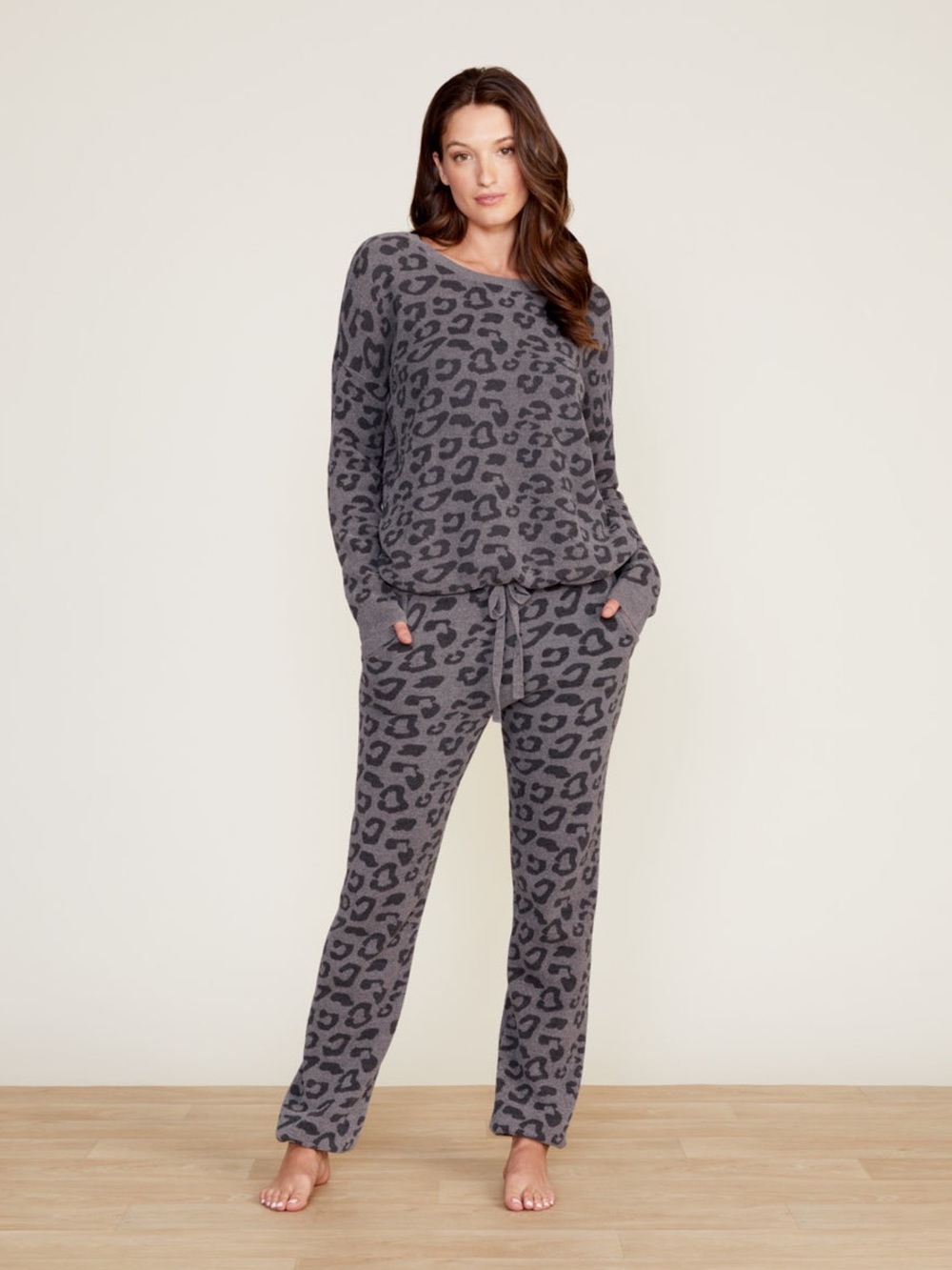 Barefoot Dreams CozyChic Ultra Lite Leopard Slouchy Pullover XS - Picture 3 of 7